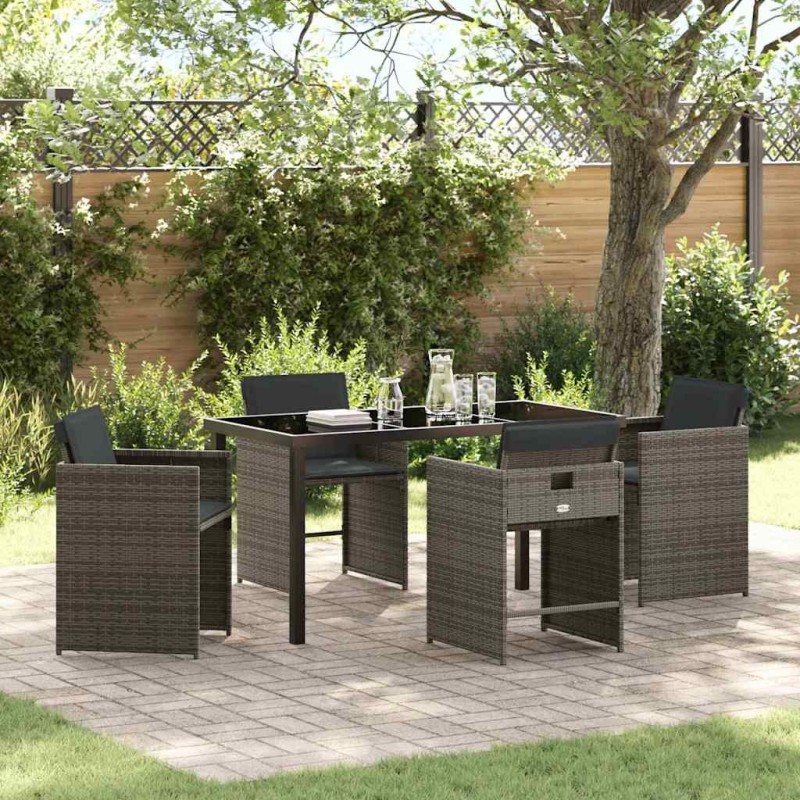 Ensemble de salle à manger pour jardin 5 pcs Gris polyrotin 563205563205