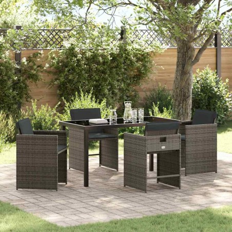 Ensemble de salle à manger pour jardin 5 pcs Gris polyrotin 563205563205