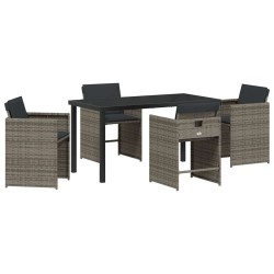 Ensemble de salle à manger pour jardin 5 pcs Gris polyrotin 563205563205