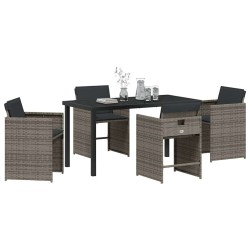 Ensemble de salle à manger pour jardin 5 pcs Gris polyrotin 563205563205