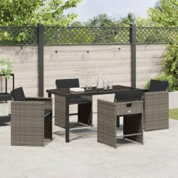 Ensemble de salle à manger pour jardin 5 pcs Gris polyrotin 563205563205
