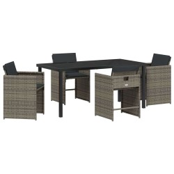 Ensemble de salle à manger pour jardin 5 pcs Gris polyrotin 563206563206