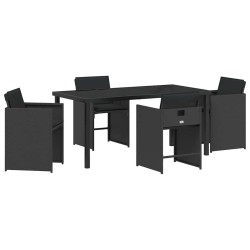 Ensemble de salle à manger pour jardin 5 pcs Noir polyrotin 563207563207
