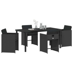 Ensemble de salle à manger pour jardin 5 pcs Noir polyrotin 563207563207