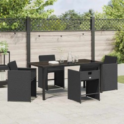 Ensemble de salle à manger pour jardin 5 pcs Noir polyrotin 563207563207
