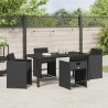 Ensemble de salle à manger pour jardin 5 pcs Noir polyrotin 563207563207