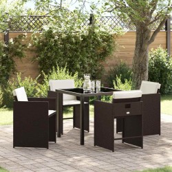 Ensemble de salle à manger pour jardin 5 pcs Marron polyrotin 563208563208
