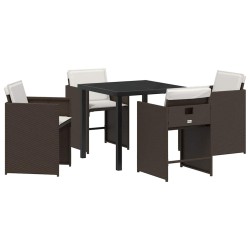 Ensemble de salle à manger pour jardin 5 pcs Marron polyrotin 563208563208