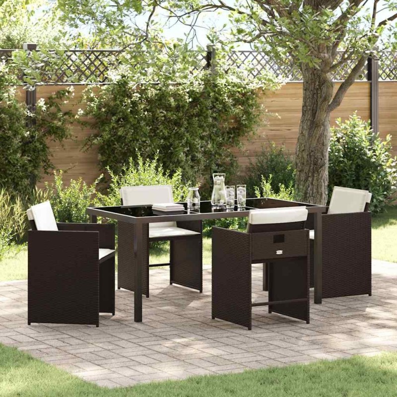 Ensemble de salle à manger pour jardin 5 pcs Marron polyrotin 563209563209