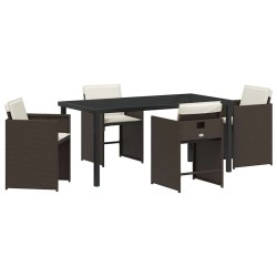 Ensemble de salle à manger pour jardin 5 pcs Marron polyrotin 563209563209