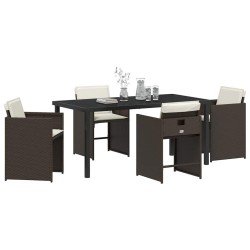 Ensemble de salle à manger pour jardin 5 pcs Marron polyrotin 563209563209