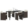Ensemble de salle à manger pour jardin 5 pcs Marron polyrotin 563209563209