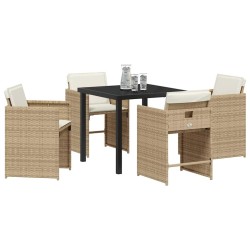 Ensemble de salle à manger pour jardin 5 pcs Beige polyrotin 563210563210