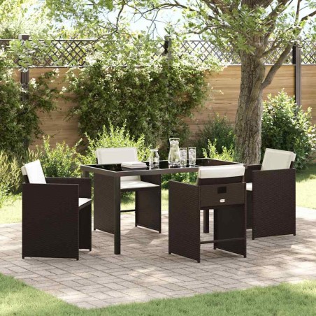 Ensemble de salle à manger pour jardin 5 pcs Marron polyrotin 563211563211