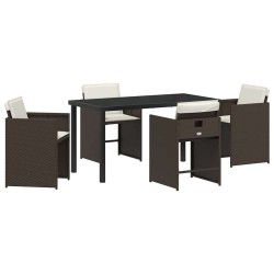 Ensemble de salle à manger pour jardin 5 pcs Marron polyrotin 563211563211