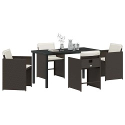 Ensemble de salle à manger pour jardin 5 pcs Marron polyrotin 563211563211