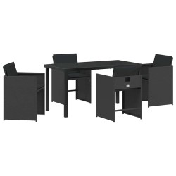 Ensemble de salle à manger pour jardin 5 pcs Noir polyrotin 563212563212