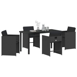 Ensemble de salle à manger pour jardin 5 pcs Noir polyrotin 563212563212