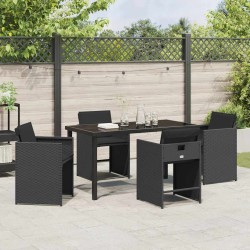 Ensemble de salle à manger pour jardin 5 pcs Noir polyrotin 563212563212