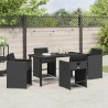 Ensemble de salle à manger pour jardin 5 pcs Noir polyrotin 563212563212