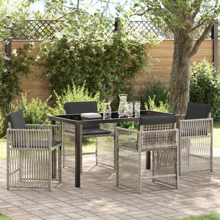Ensemble de salle à manger pour jardin 5 pcs Gris clair 563213563213