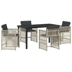 Ensemble de salle à manger pour jardin 5 pcs Gris clair 563213563213