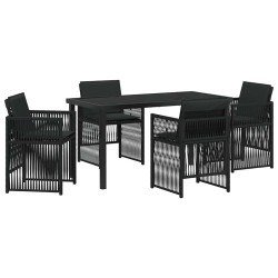 Ensemble de salle à manger pour jardin 5 pcs Noir 563214563214