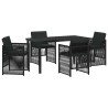 Ensemble de salle à manger pour jardin 5 pcs Noir 563214563214