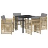 Ensemble de salle à manger pour jardin 5 pcs Beige 563215563215