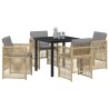 Ensemble de salle à manger pour jardin 5 pcs Beige 563215563215