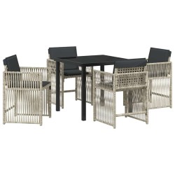 Ensemble de salle à manger pour jardin 5 pcs Gris clair 563216563216