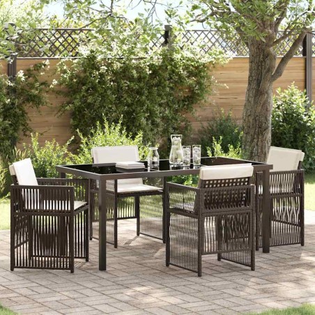 Ensemble de salle à manger pour jardin 5 pcs Marron 563217563217