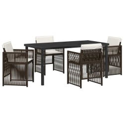 Ensemble de salle à manger pour jardin 5 pcs Marron 563217563217