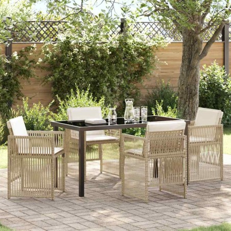 Ensemble de salle à manger pour jardin 5 pcs Beige 563218563218
