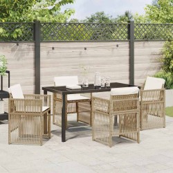 Ensemble de salle à manger pour jardin 5 pcs Beige 563218563218