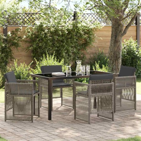 Ensemble de salle à manger pour jardin 5 pcs Gris 563221563221