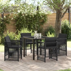 Ensemble de salle à manger pour jardin 5 pcs Noir 563222563222