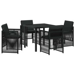 Ensemble de salle à manger pour jardin 5 pcs Noir 563222563222