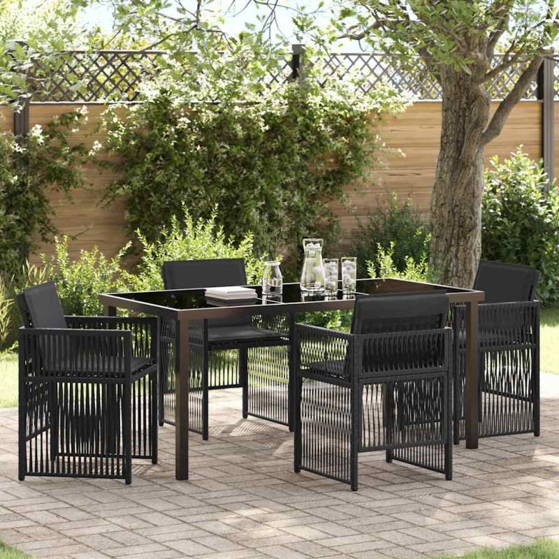 Ensemble de salle à manger pour jardin 5 pcs Noir 563223563223