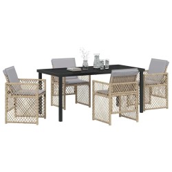 Ensemble de salle à manger pour jardin 5 pcs Beige polyrotin 563224563224