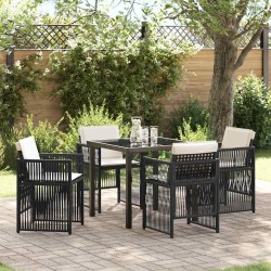 Ensemble de salle à manger pour jardin 5 pcs Noir 563225563225