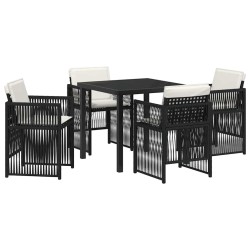 Ensemble de salle à manger pour jardin 5 pcs Noir 563225563225