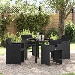 Ensemble de salle à manger pour jardin 5 pcs Noir polyrotin 563228563228