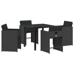 Ensemble de salle à manger pour jardin 5 pcs Noir polyrotin 563228563228