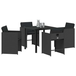 Ensemble de salle à manger pour jardin 5 pcs Noir polyrotin 563228563228