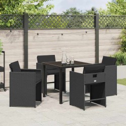 Ensemble de salle à manger pour jardin 5 pcs Noir polyrotin 563228563228