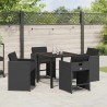 Ensemble de salle à manger pour jardin 5 pcs Noir polyrotin 563228563228