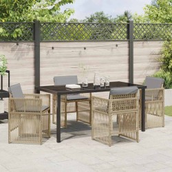 Ensemble de salle à manger pour jardin 5 pcs Beige 563237563237