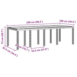 Table de Jardin Anthracite 250 x 100 x 73 cm polyrotin 563245563245