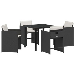 Ensemble de salle à manger pour jardin 5 pcs Noir polyrotin 563246563246